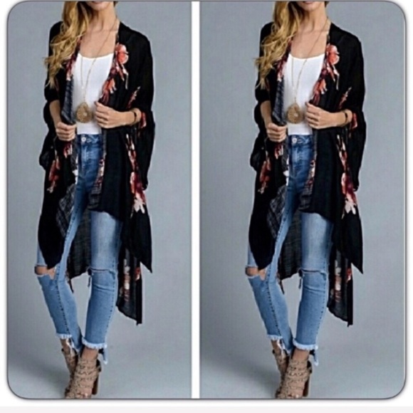 Stunning Bohemian Floral Kimono Wrap Cover Up O/S - Picture 7 of 7